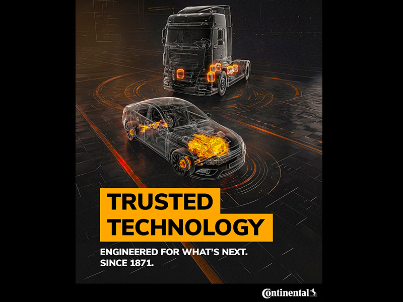 Un camión y un turismo con los motores resaltados; el texto reza: «TECNOLOGÍA DE CONFIANZA. DISEÑADA PARA EL FUTURO. DESDE 1871». Descubre la innovación de ContiTech, que se presenta con orgullo en Automechanika Frankfurt 2026.